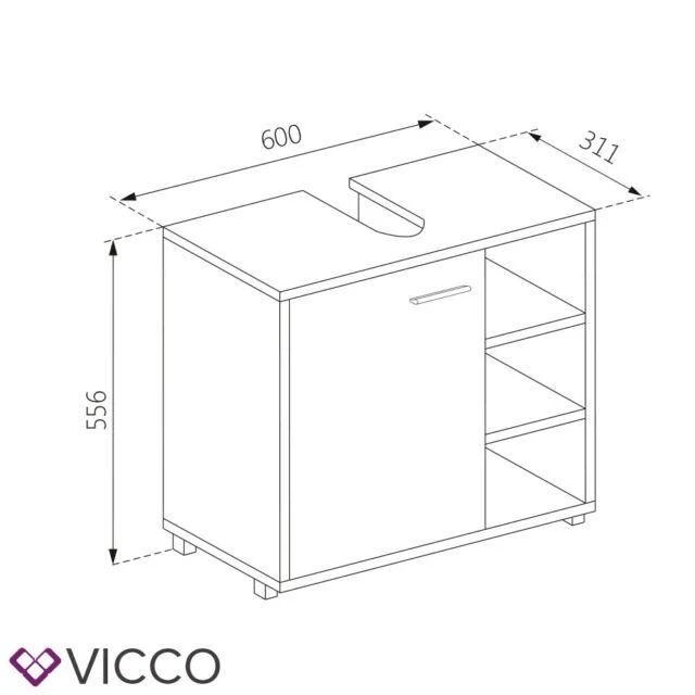 Vicco Mobile sottolavabo Perry Armadietto lavabo bagno Bianco Sonoma