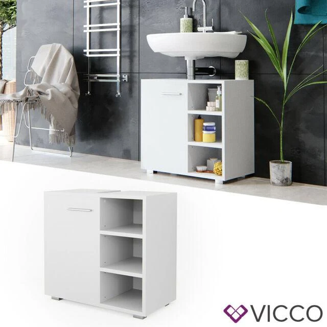 Vicco Mobile sottolavabo Perry Armadietto lavabo bagno Bianco