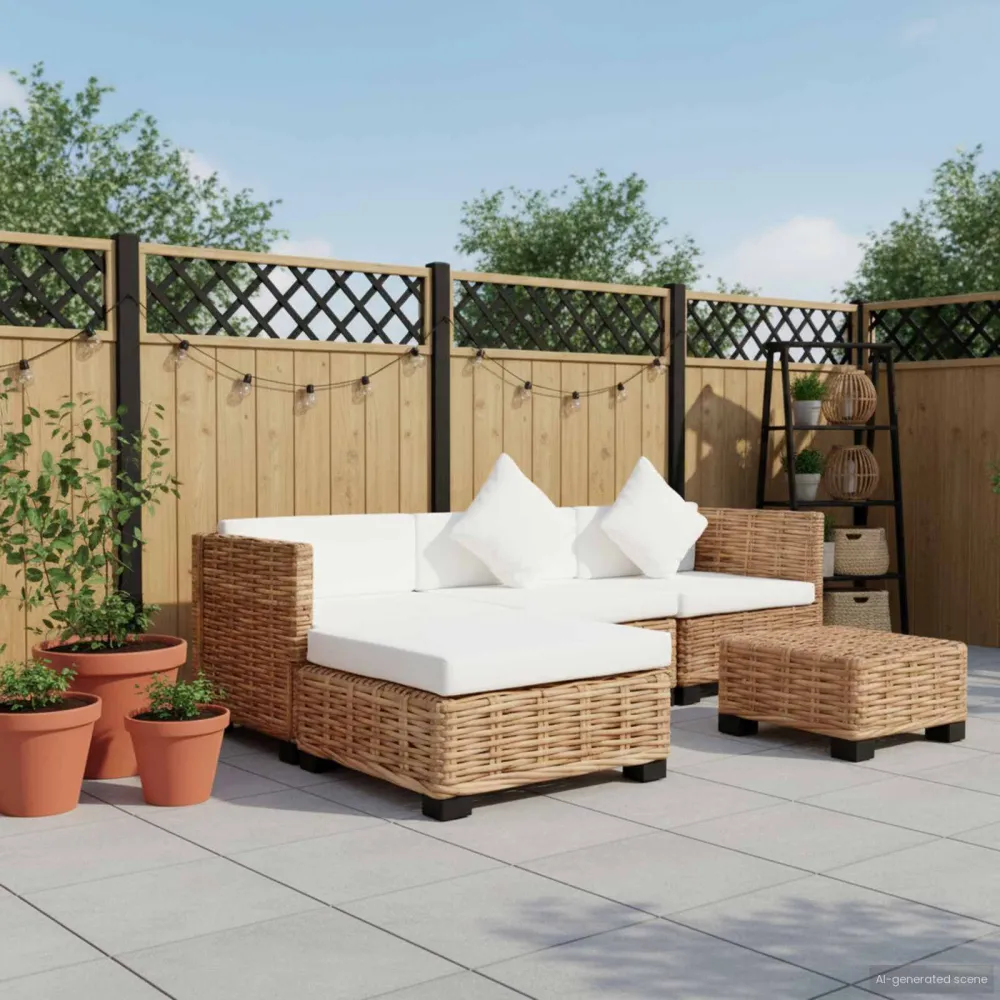 Set Modulare Set Divano 14 pz Rattan Naturale