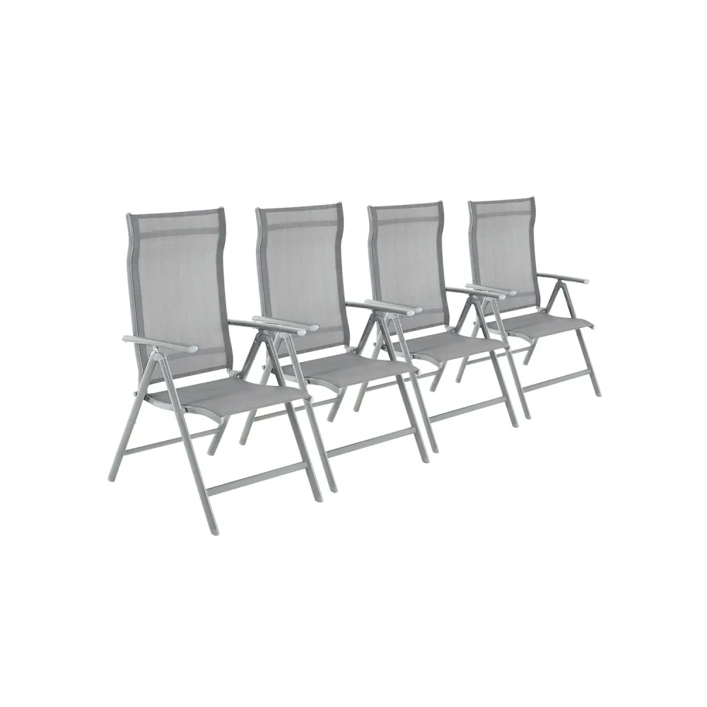 Set di 4 Sedie da Giardino Pieghevoli con 2 Poltrone e Pouf