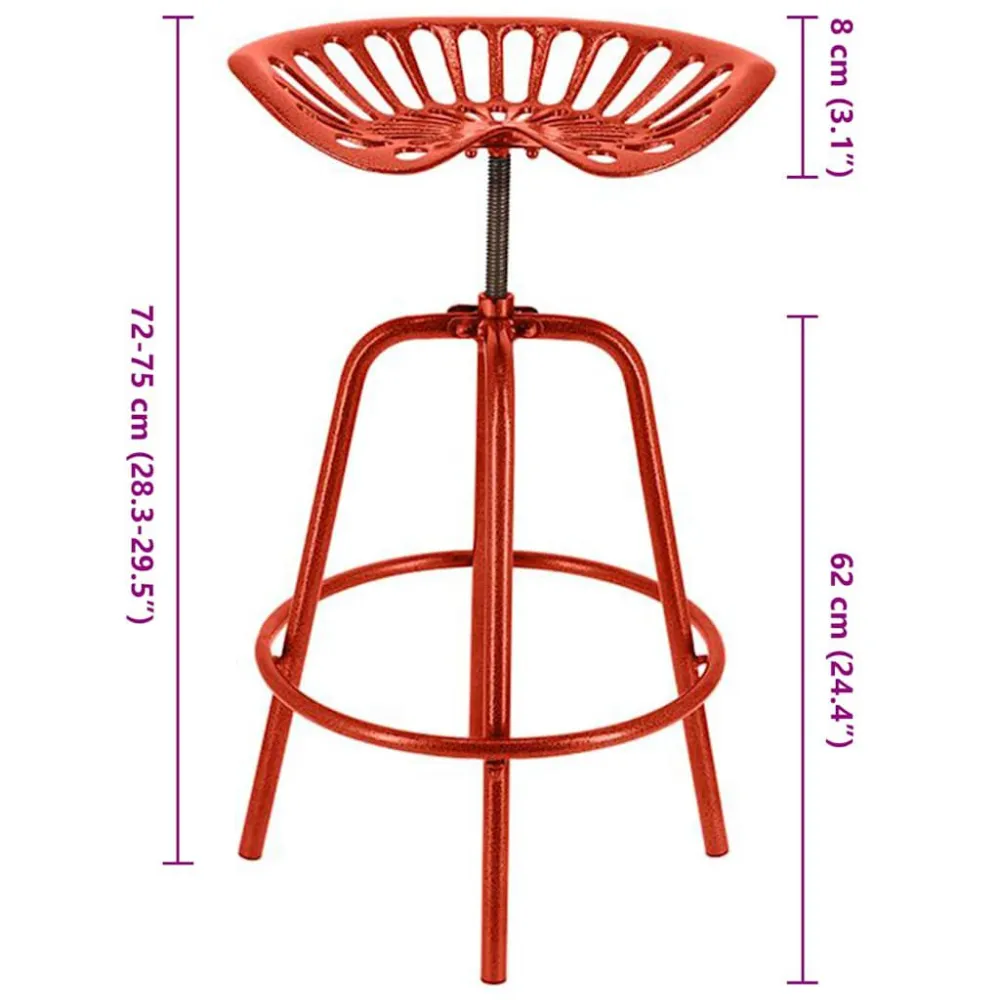 Esschert Design Sedia da Bar con Sedile Trattore Rossa