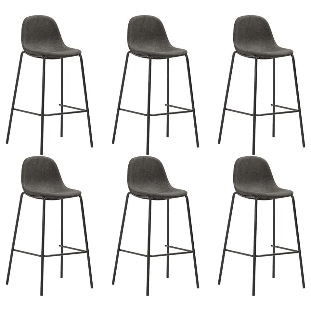 Sedie da Bar 6 pz Grigio Scuro Tessuto