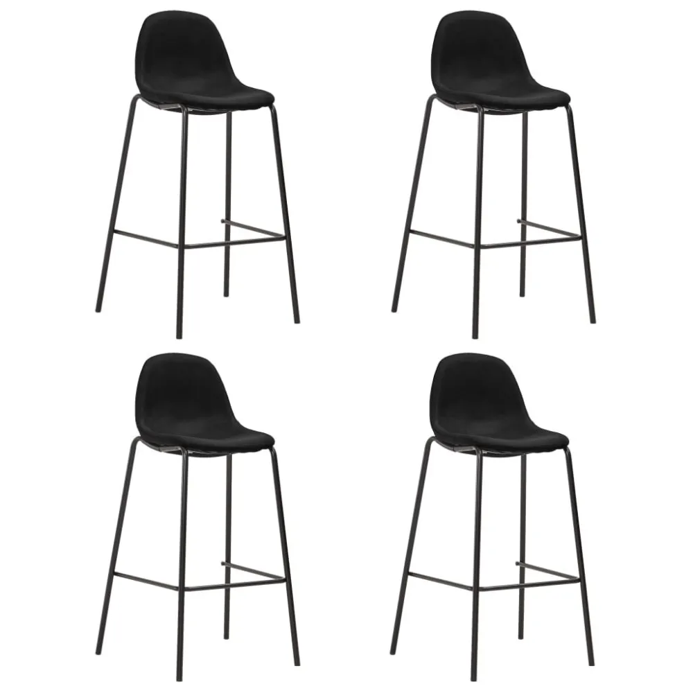 Sedie da Bar 4 pz Nere Tessuto