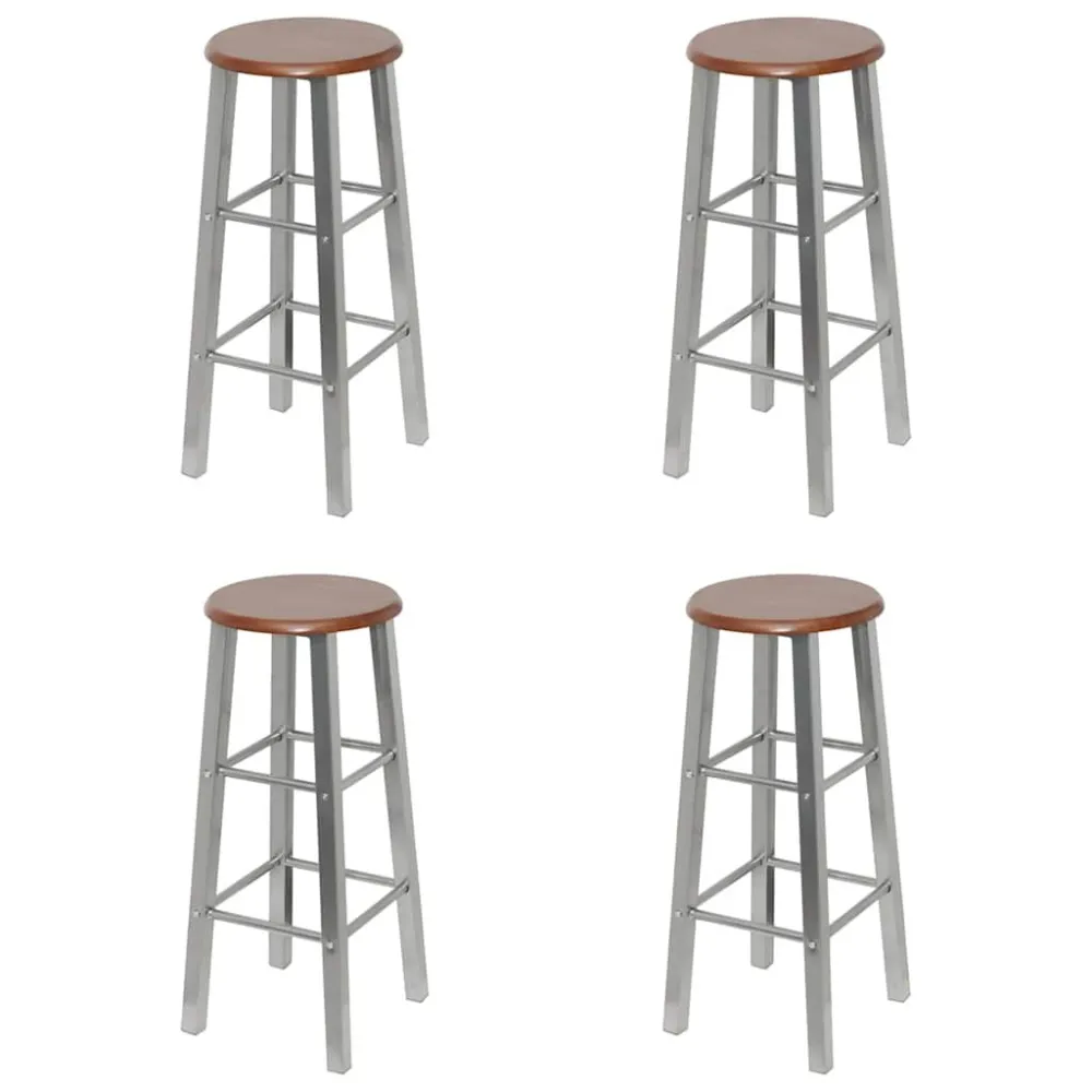 Sgabelli da Bar 4 pz Argento e Marrone MDF