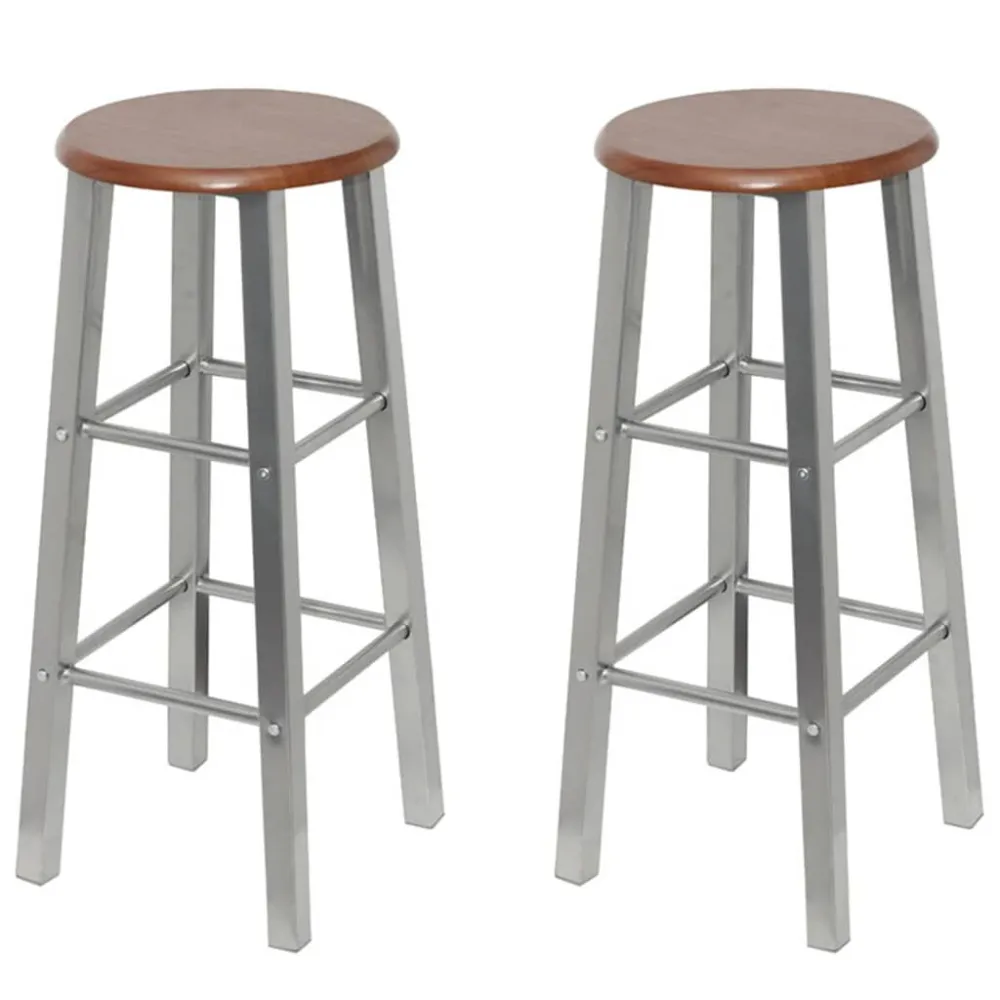 Sgabelli da Bar 4 pz Argento e Marrone MDF