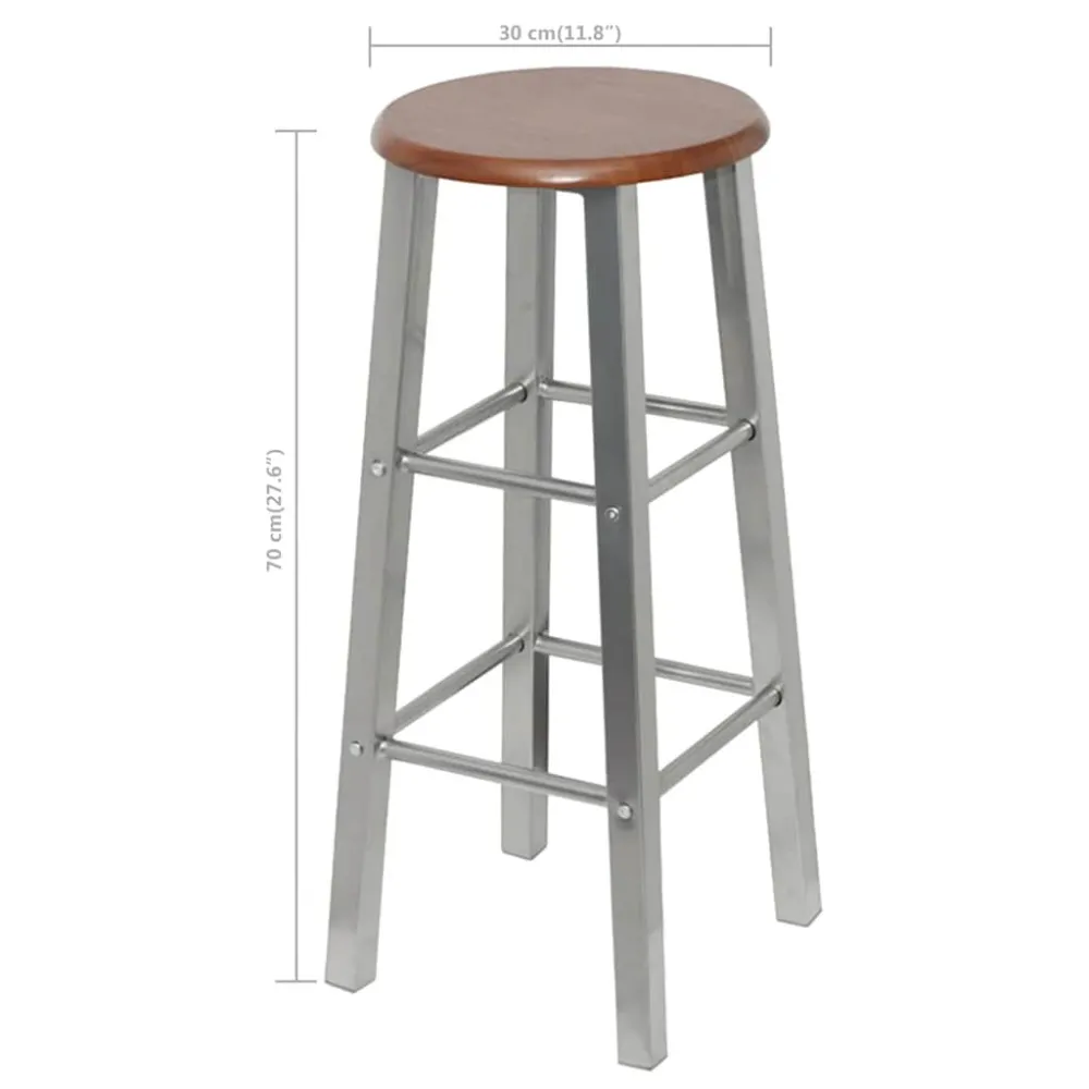 Sgabelli da Bar 4 pz Argento e Marrone MDF