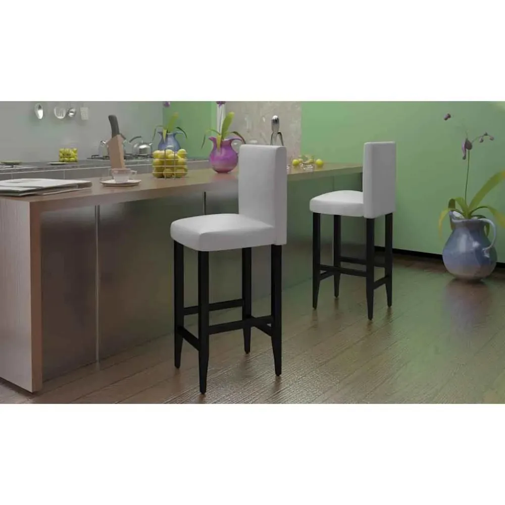 Sgabelli da Bar 4 pz Bianchi Similpelle