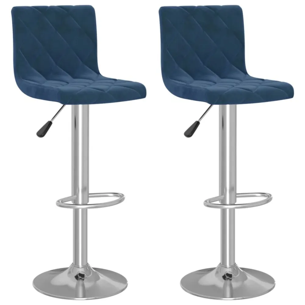 Sgabelli da Bar 2 pz Blu Velluto
