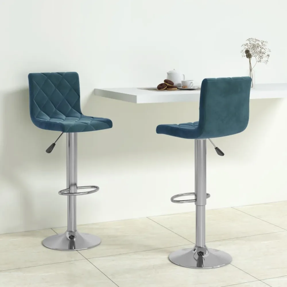 Sgabelli da Bar 2 pz Blu Velluto