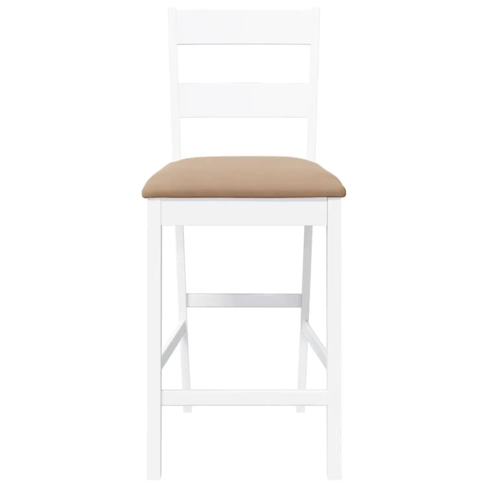 Sgabelli da Bar con Cuscini 2 pz Bianco Legno Massello di Hevea
