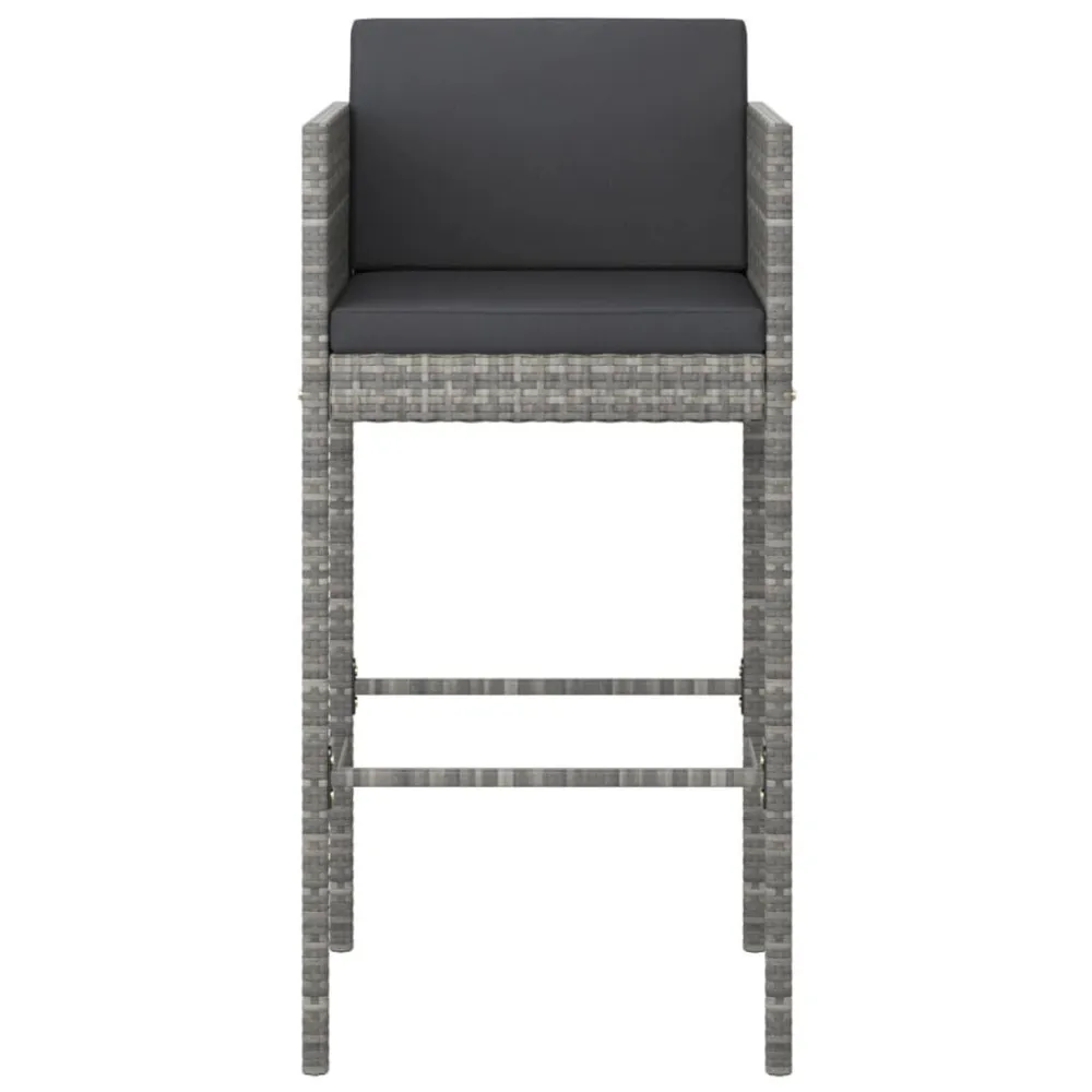 Sgabelli da Bar con Cuscini 4 pz Polyrattan Grigio