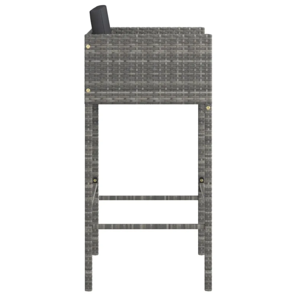 Sgabelli da Bar con Cuscini 4 pz Polyrattan Grigio