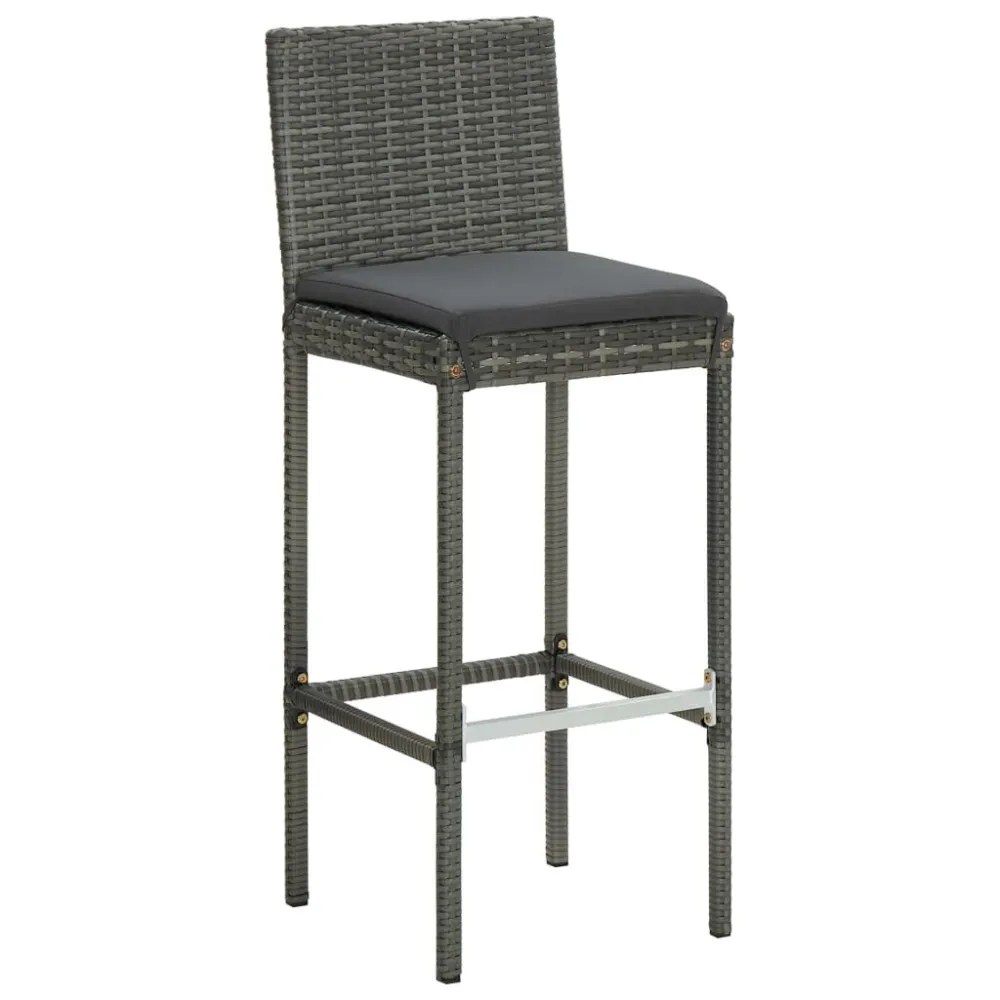 Sgabelli da Bar con Cuscini 6 pz Polyrattan Grigio