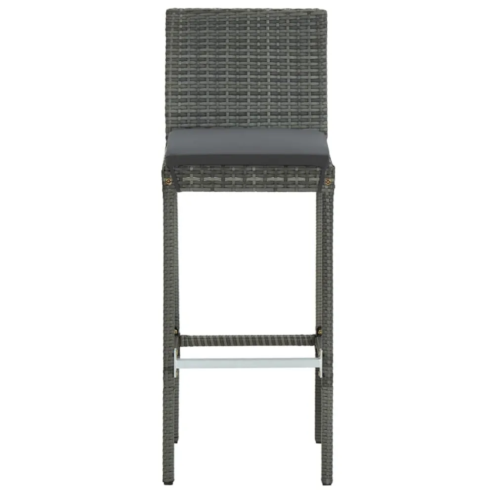 Sgabelli da Bar con Cuscini 6 pz Polyrattan Grigio