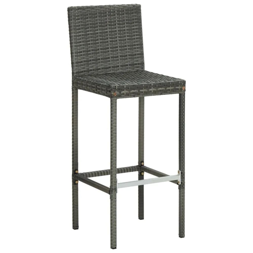 Sgabelli da Bar con Cuscini 6 pz Polyrattan Grigio