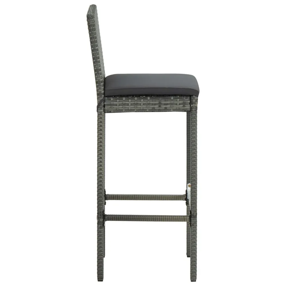Sgabelli da Bar con Cuscini 6 pz Polyrattan Grigio