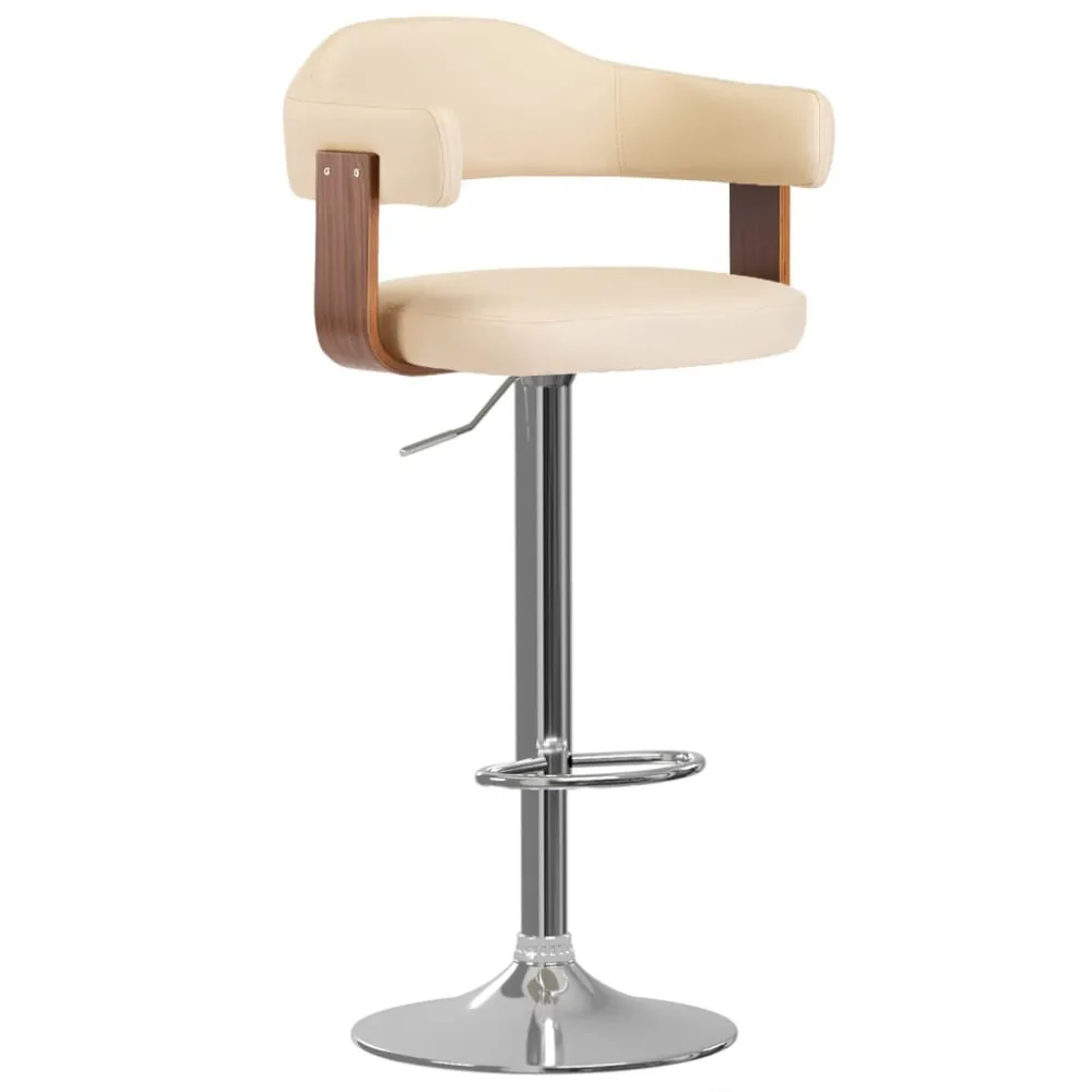 Sgabelli da Bar 2 pz Crema Legno Curvo e Similpelle