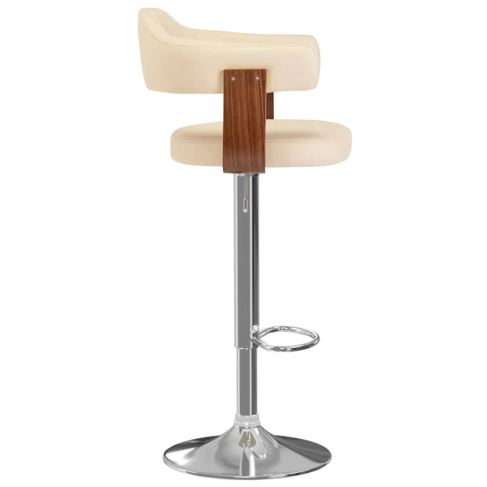 Sgabelli da Bar 2 pz Crema Legno Curvo e Similpelle