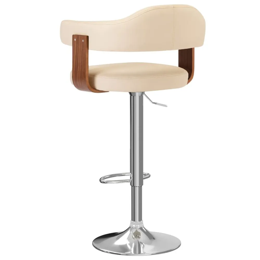 Sgabelli da Bar 2 pz Crema Legno Curvo e Similpelle