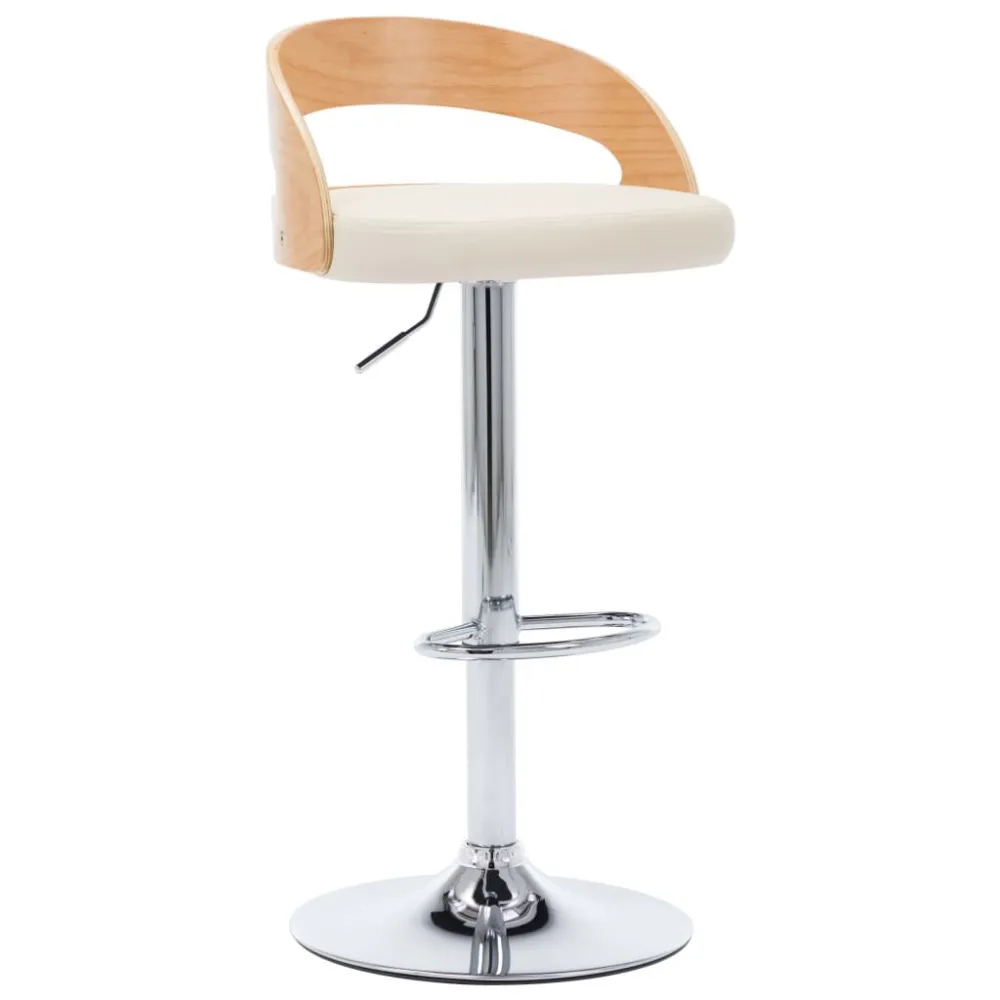 Sgabelli da Bar 2 pz Crema Similpelle e Legno Curvato