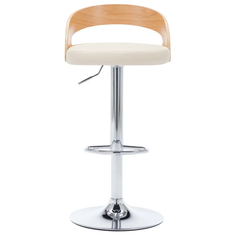 Sgabelli da Bar 2 pz Crema Similpelle e Legno Curvato