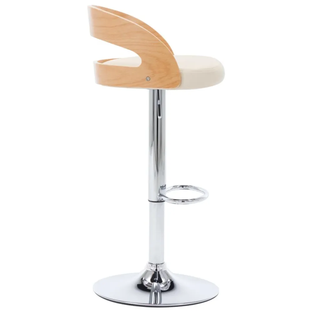 Sgabelli da Bar 2 pz Crema Similpelle e Legno Curvato