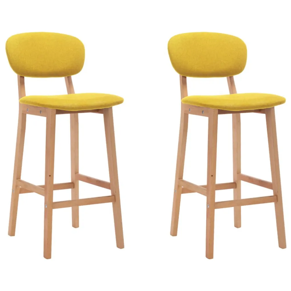 Sgabelli da Bar 2 pz Giallo Senape Tessuto