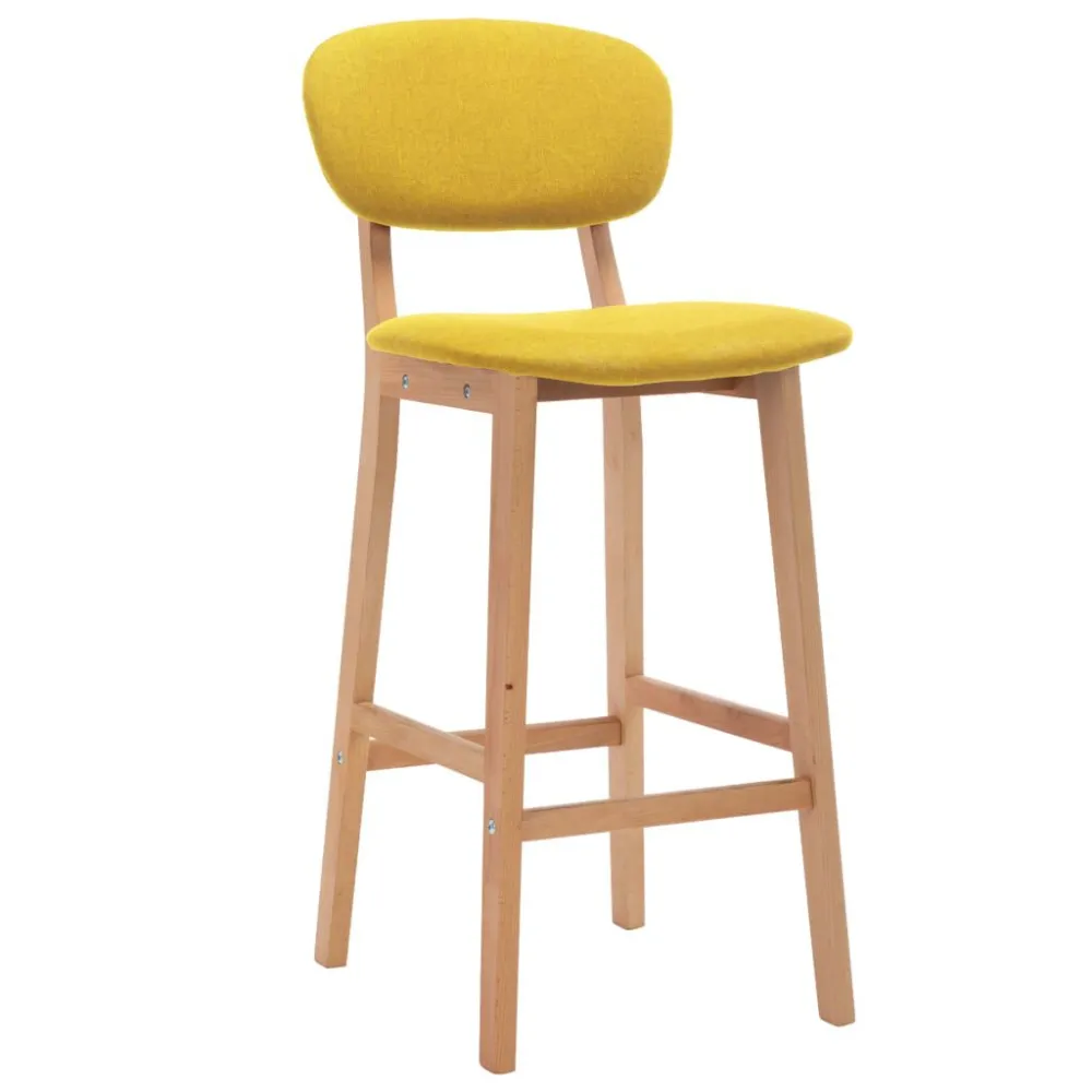 Sgabelli da Bar 2 pz Giallo Senape Tessuto