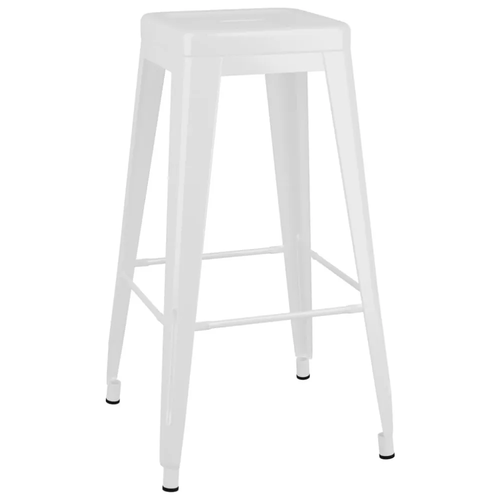 Sgabelli da Bar Impilabili 2 pz Bianchi Metallo