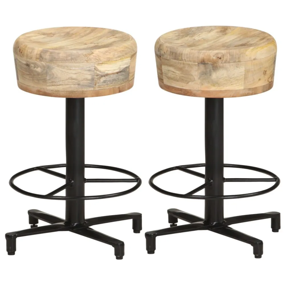 Sgabelli da Bar 2 pz 52 cm Legno Massello di Mango