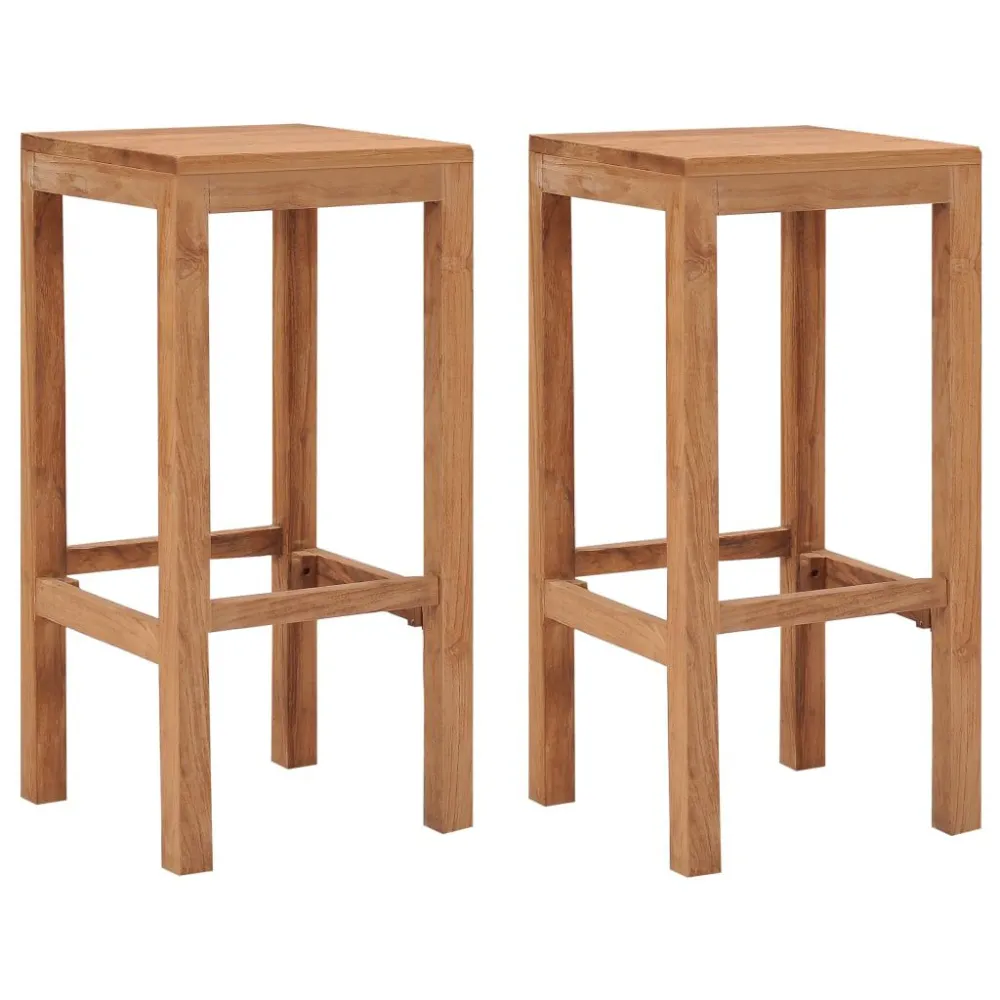 Sgabelli da Bar 2 pz Legno Massello di Teak