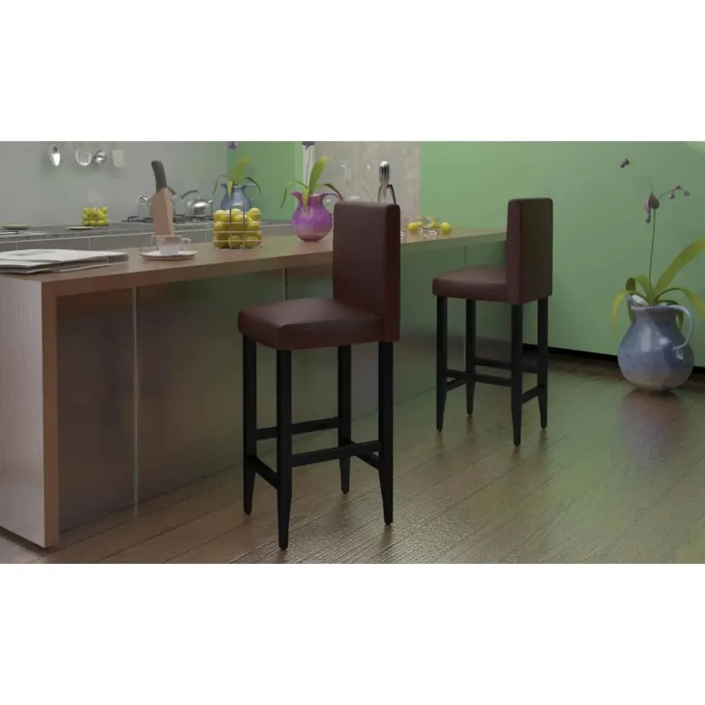 Sgabelli da Bar 4 pz Marrone Scuro Similpelle