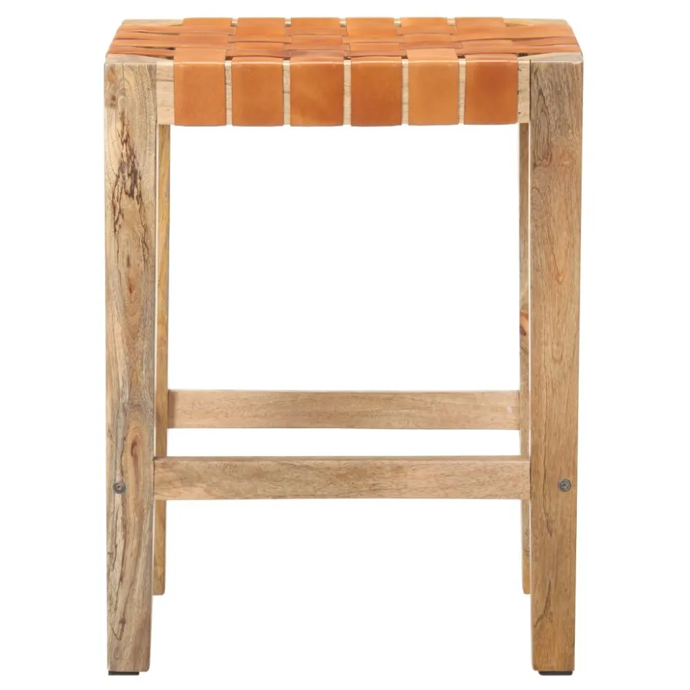Sgabelli da Bar 2 pz Marroni Vera Pelle 60 cm