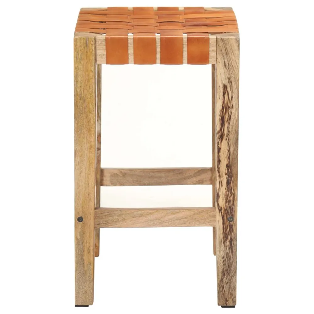 Sgabelli da Bar 2 pz Marroni Vera Pelle 60 cm