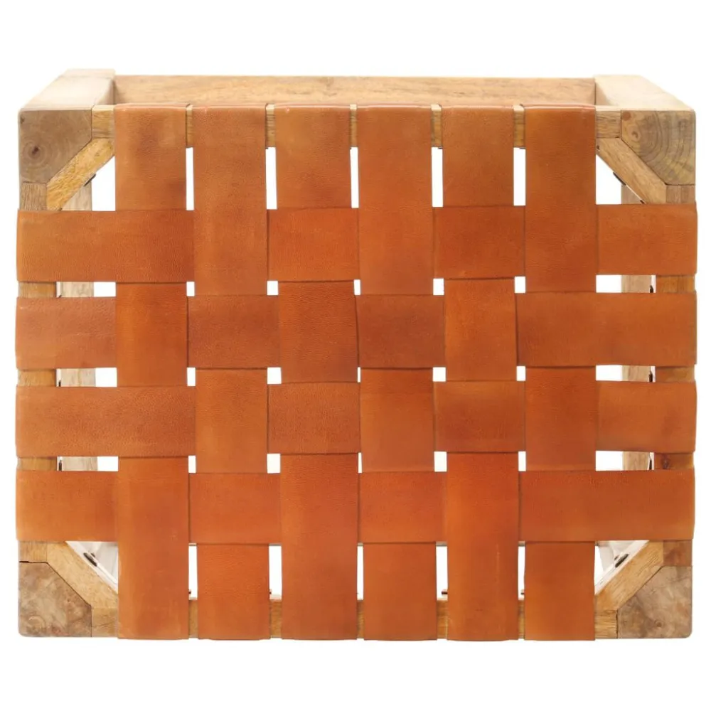 Sgabelli da Bar 2 pz Marroni Vera Pelle 60 cm