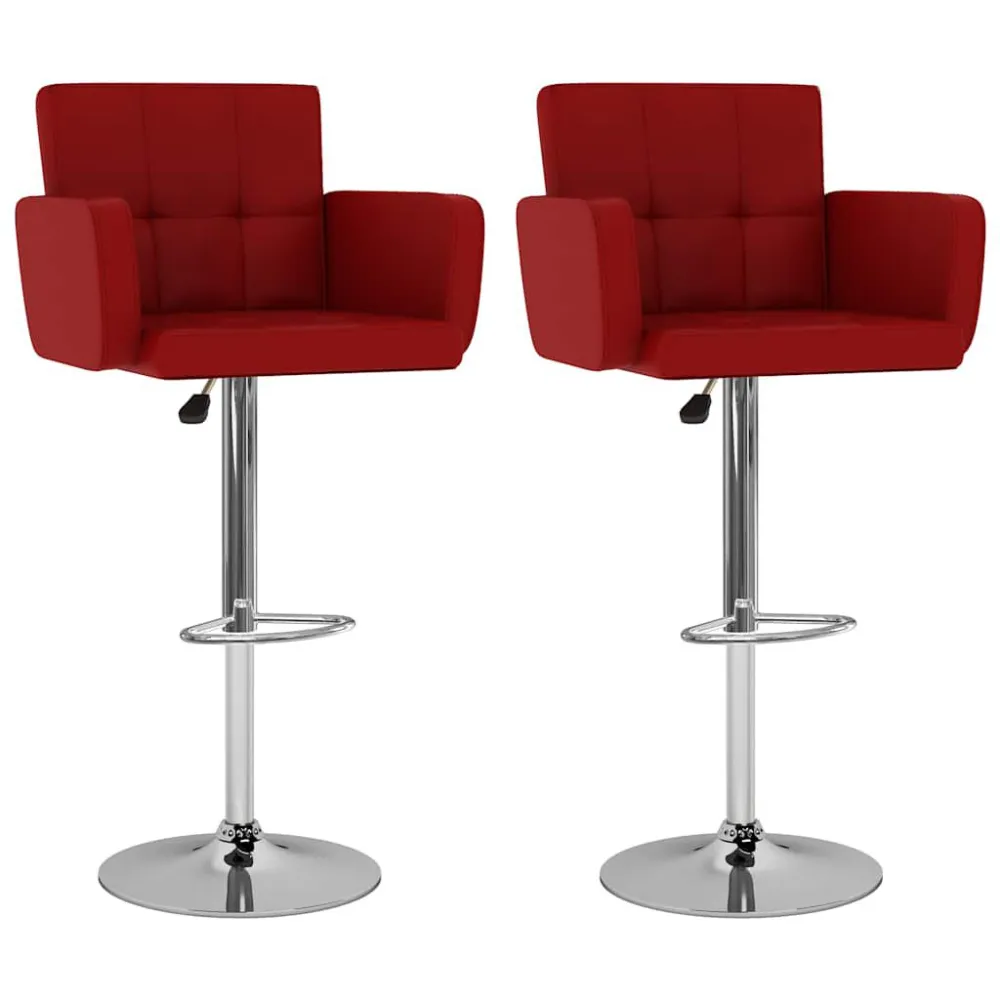 Sgabelli da Bar 2 pz Rosso Vino Similpelle