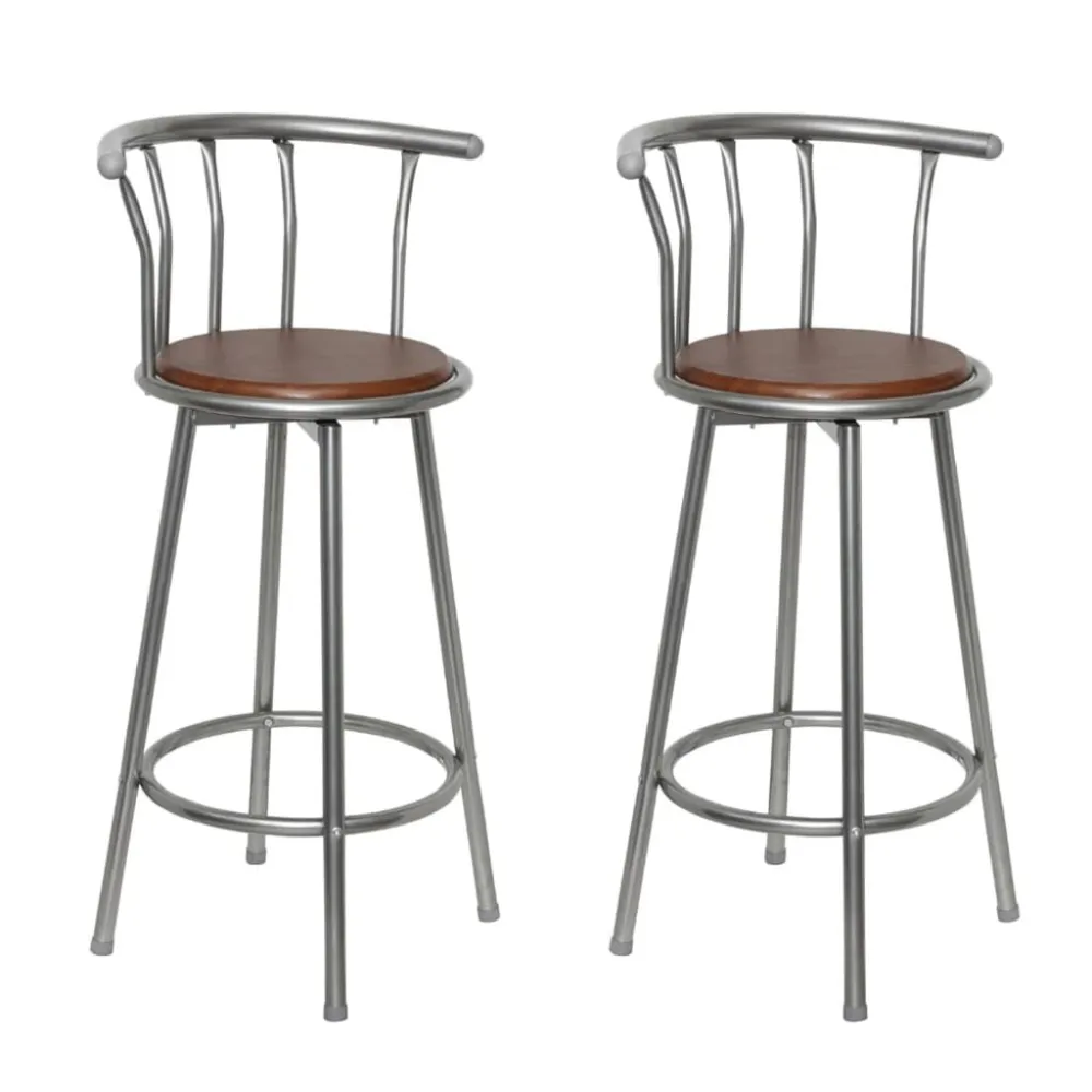 Sgabelli da Bar Set 2 pz Acciaio Marroni