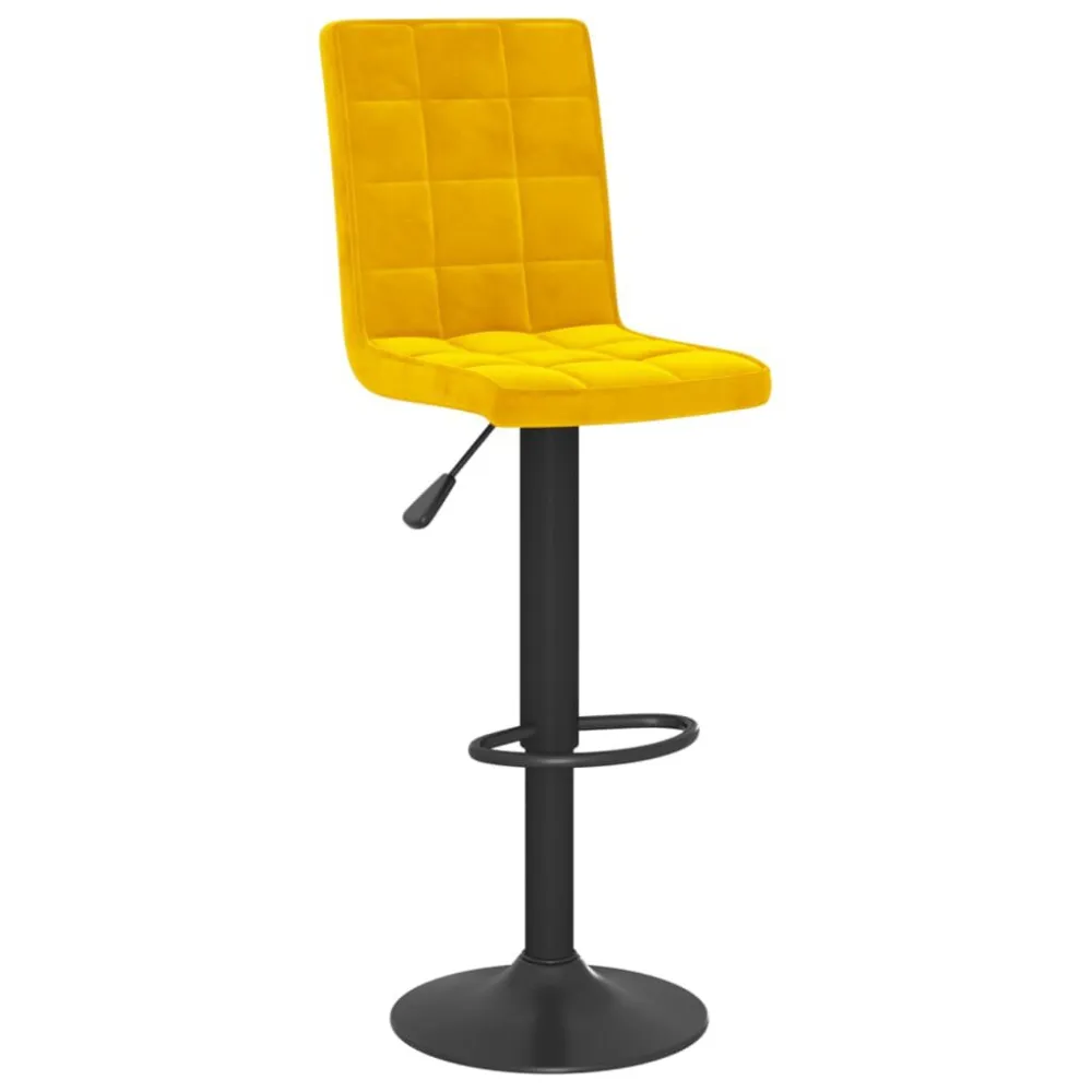 Sgabello da Bar Giallo Senape Velluto