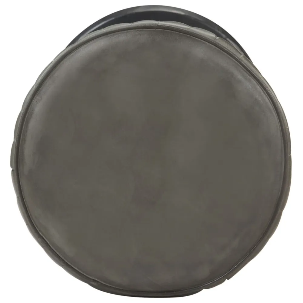 Sgabello da Bar Grigio Anticato Vera Pelle