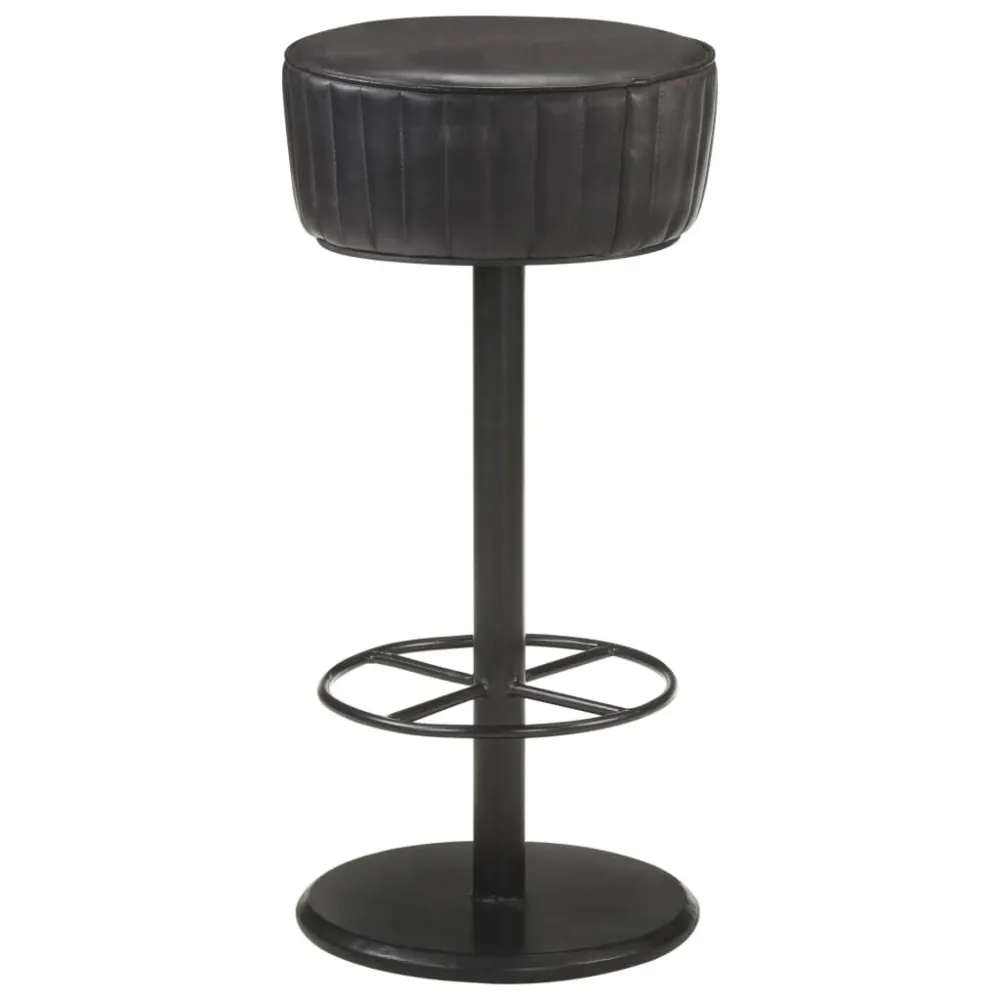 Sgabello da Bar Nero Vera Pelle