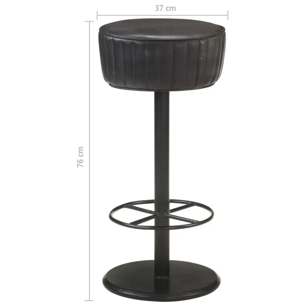 Sgabello da Bar Nero Vera Pelle