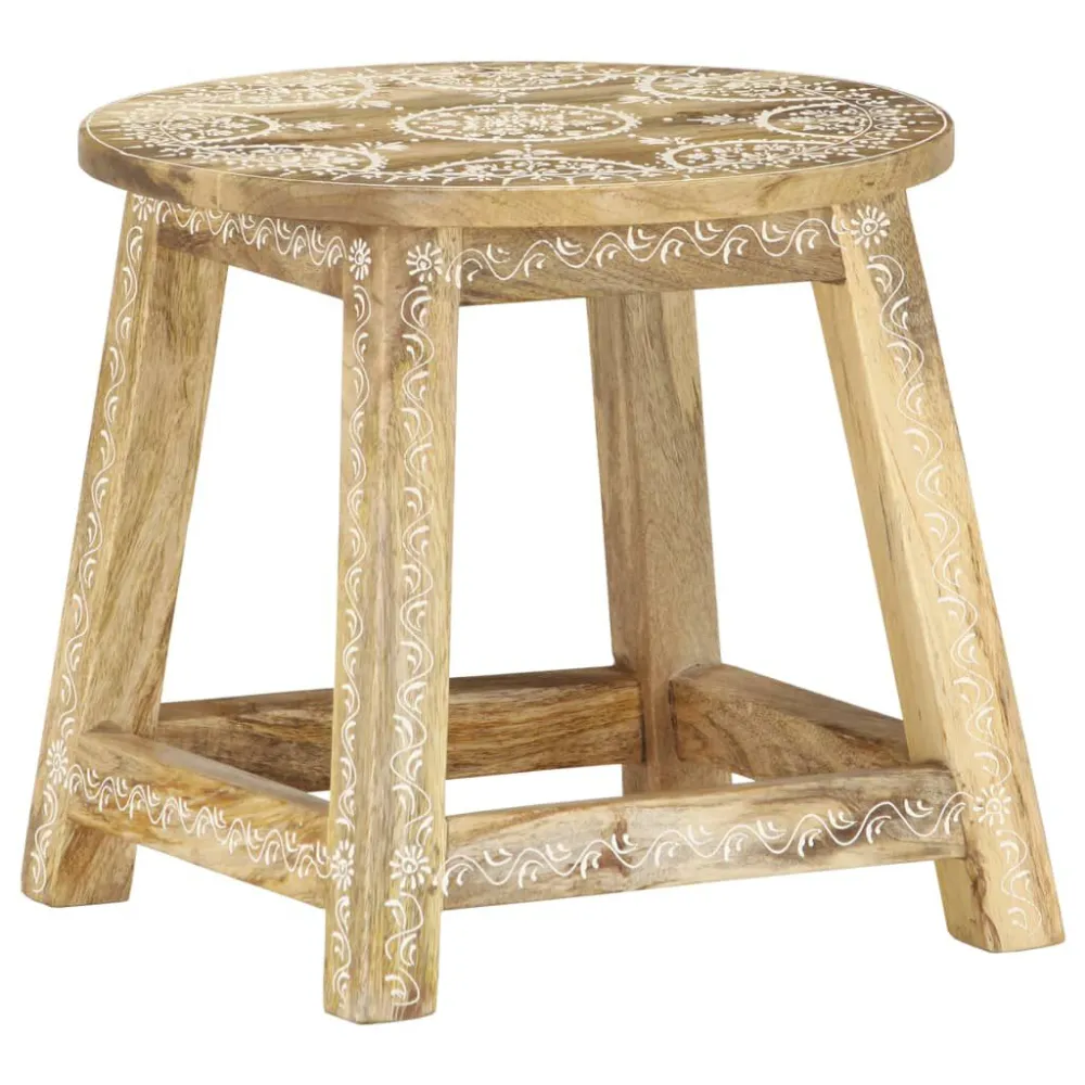Sgabello Dipinto Mano 38x38x35 cm Legno Massello di Mango