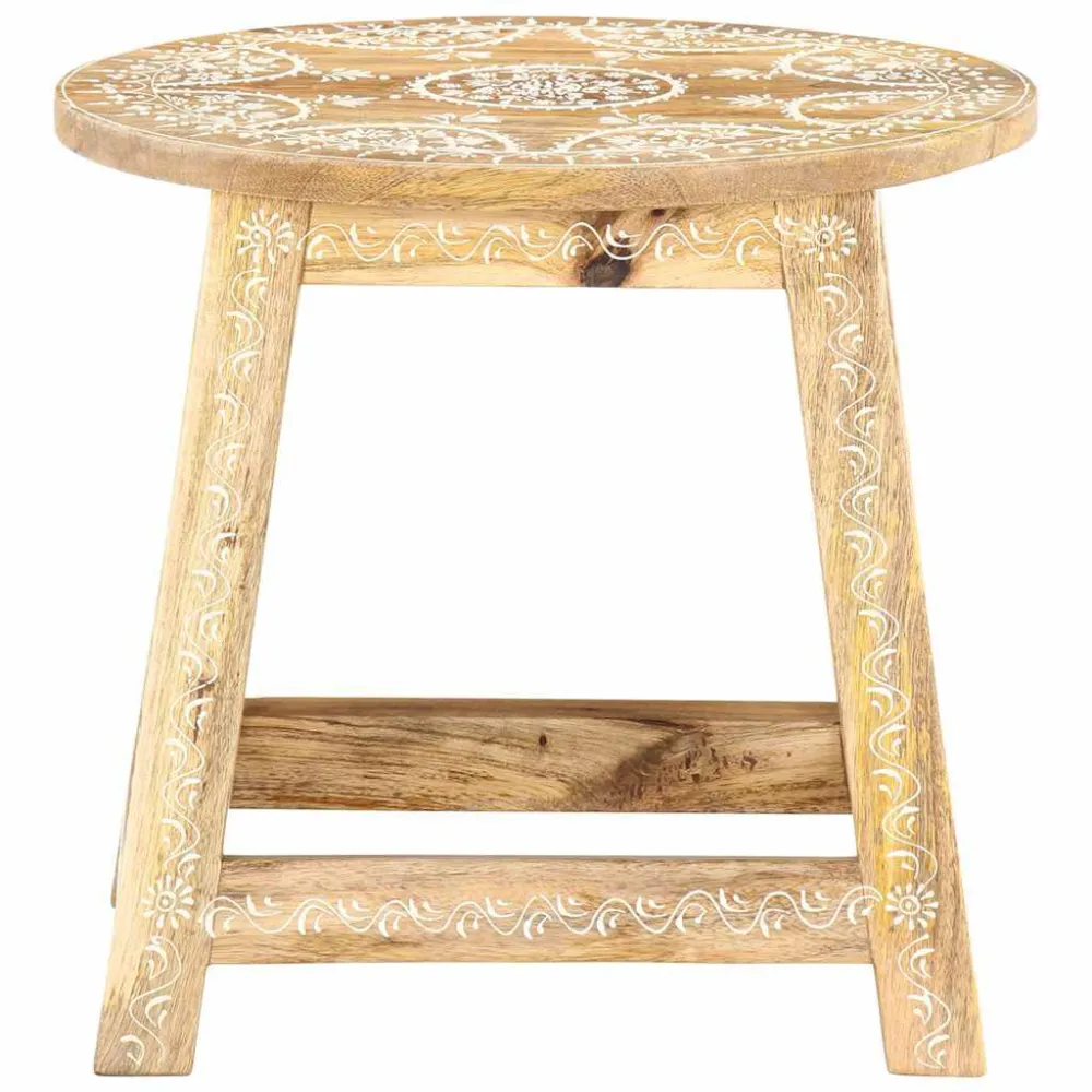 Sgabello Dipinto Mano 38x38x35 cm Legno Massello di Mango