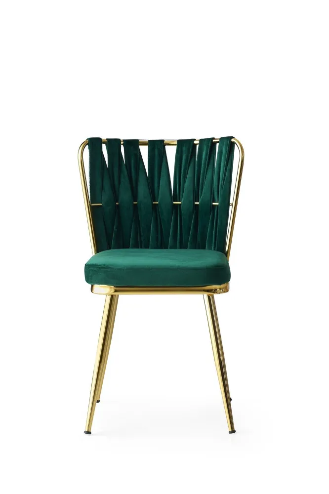 Set di 2 sedie Scribe metallo dorato e velluto verde