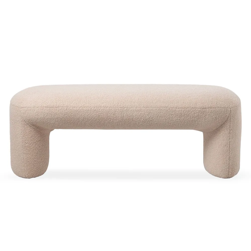 Panca di tendenza Armania L110cm Tessuto bouclette beige