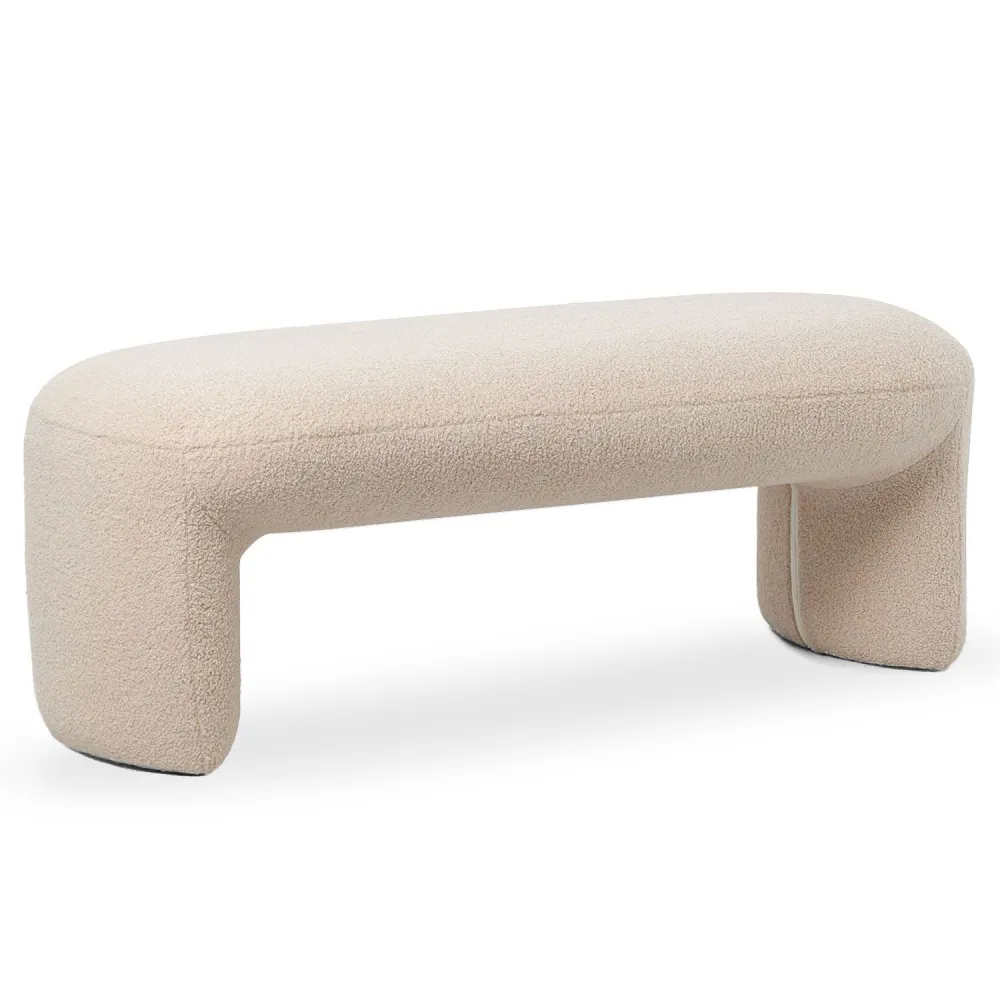 Panca di tendenza Armania L110cm Tessuto bouclette beige
