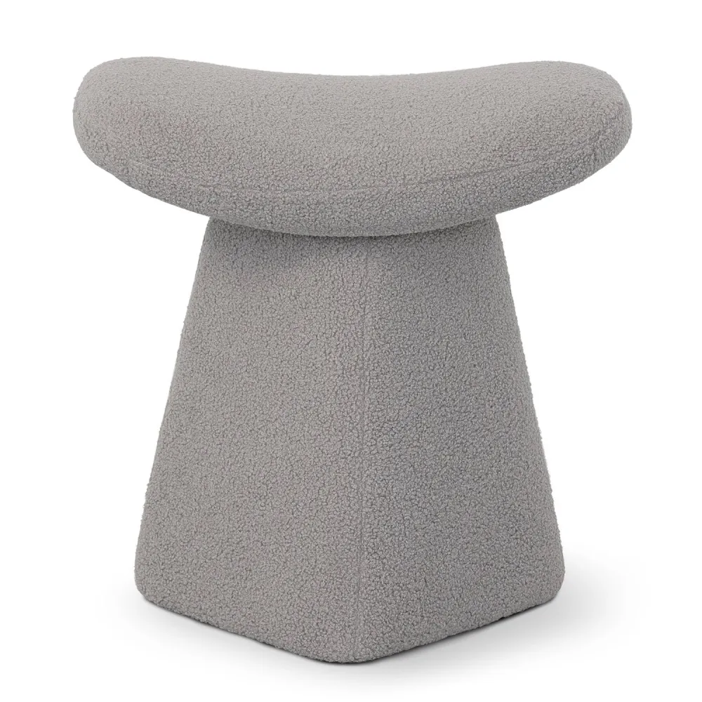 Sgabello design trapuntato Papino tessuto bouclette grigio