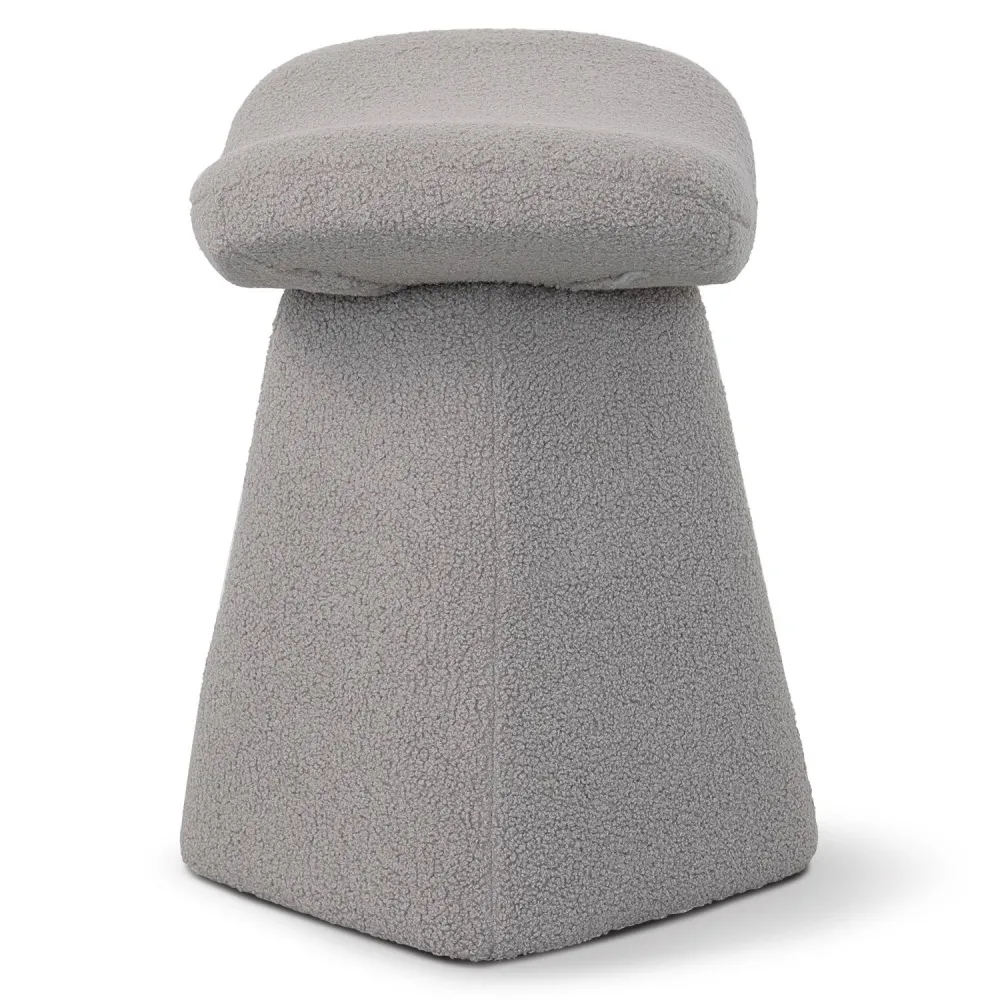 Sgabello design trapuntato Papino tessuto bouclette grigio