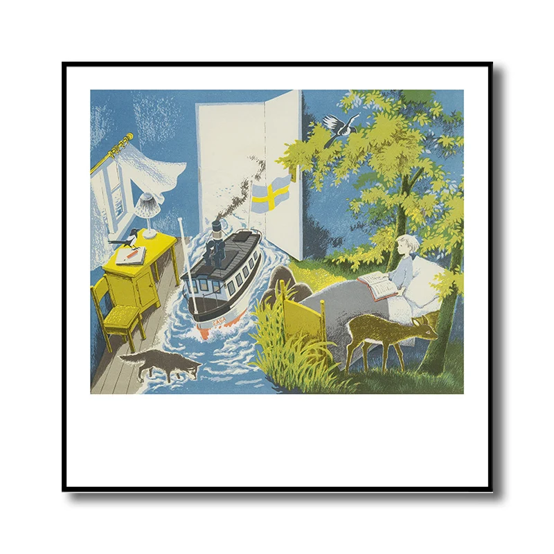 Cuscino per Divano Kids Fantasy Wall Art Blu Allagato Camera da letto Disegno Stampa su tela per interni di casa