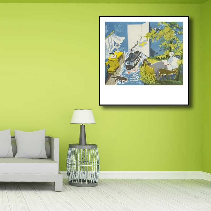 Cuscino per Divano Kids Fantasy Wall Art Blu Allagato Camera da letto Disegno Stampa su tela per interni di casa